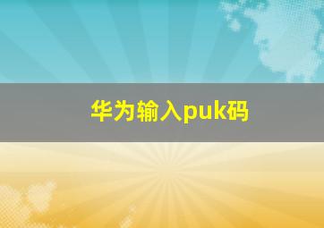 华为输入puk码