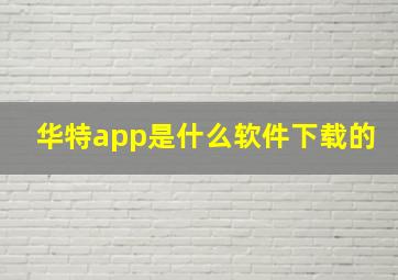 华特app是什么软件下载的