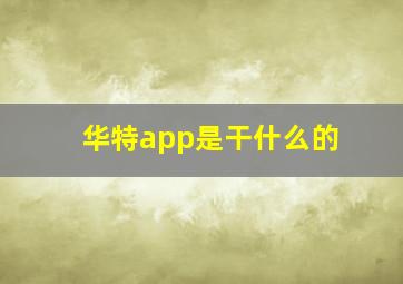 华特app是干什么的