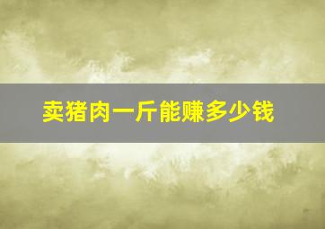 卖猪肉一斤能赚多少钱