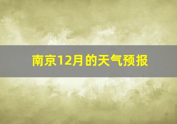 南京12月的天气预报