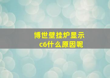 博世壁挂炉显示c6什么原因呢