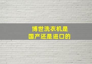 博世洗衣机是国产还是进口的