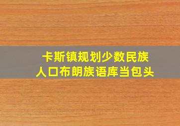 卡斯镇规划少数民族人口布朗族语库当包头