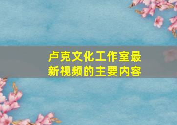 卢克文化工作室最新视频的主要内容