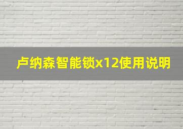 卢纳森智能锁x12使用说明