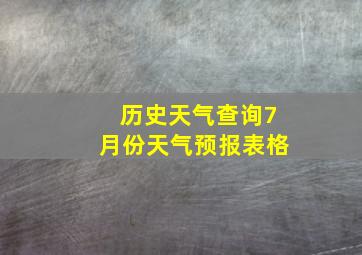 历史天气查询7月份天气预报表格