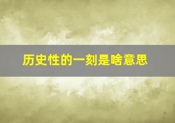 历史性的一刻是啥意思