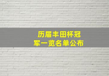 历届丰田杯冠军一览名单公布