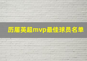 历届英超mvp最佳球员名单