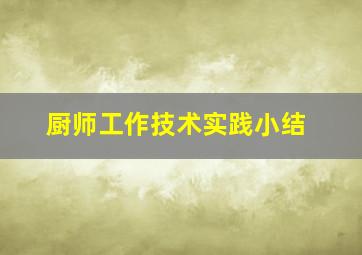 厨师工作技术实践小结