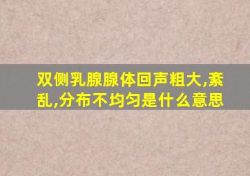 双侧乳腺腺体回声粗大,紊乱,分布不均匀是什么意思