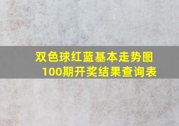 双色球红蓝基本走势图100期开奖结果查询表