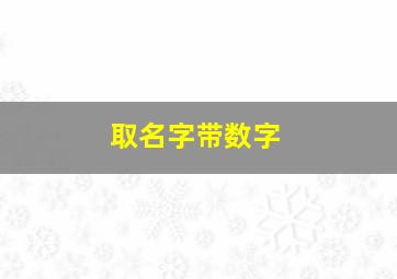 取名字带数字