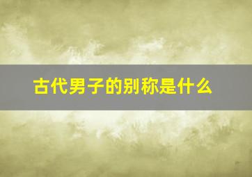 古代男子的别称是什么