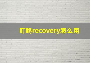 叮咚recovery怎么用