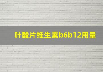 叶酸片维生素b6b12用量