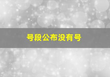 号段公布没有号