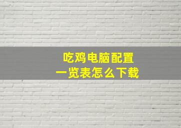 吃鸡电脑配置一览表怎么下载