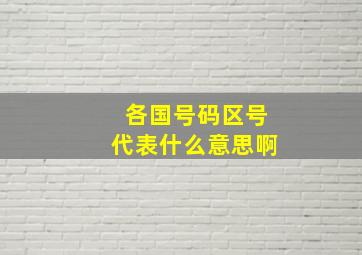 各国号码区号代表什么意思啊