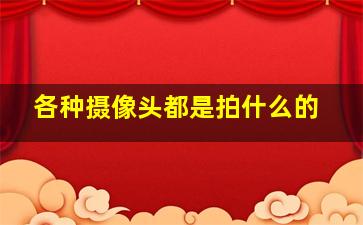 各种摄像头都是拍什么的