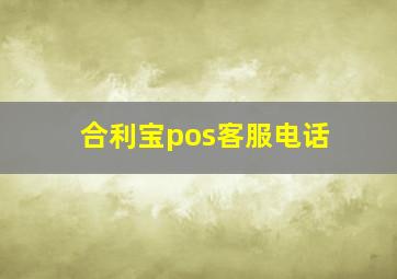 合利宝pos客服电话