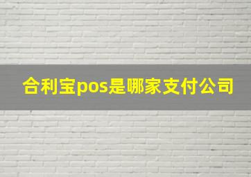 合利宝pos是哪家支付公司