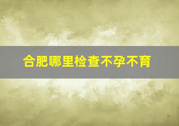 合肥哪里检查不孕不育