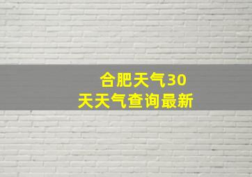 合肥天气30天天气查询最新