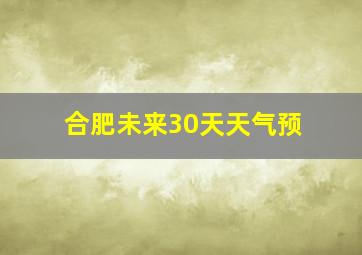 合肥未来30天天气预