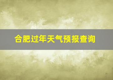 合肥过年天气预报查询