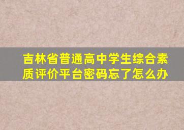 吉林省普通高中学生综合素质评价平台密码忘了怎么办