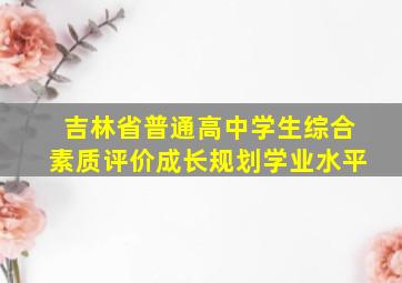 吉林省普通高中学生综合素质评价成长规划学业水平