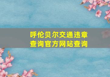 呼伦贝尔交通违章查询官方网站查询