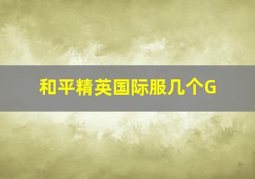 和平精英国际服几个G