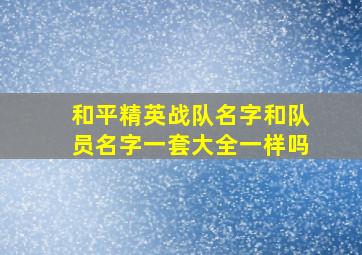 和平精英战队名字和队员名字一套大全一样吗