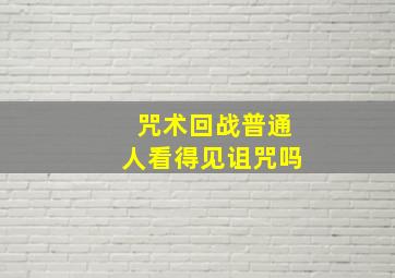 咒术回战普通人看得见诅咒吗