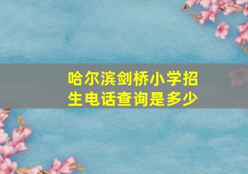 哈尔滨剑桥小学招生电话查询是多少