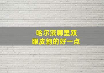 哈尔滨哪里双眼皮割的好一点