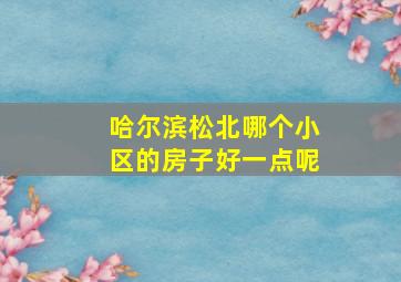 哈尔滨松北哪个小区的房子好一点呢