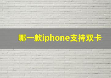 哪一款iphone支持双卡