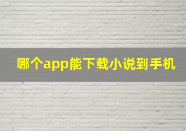 哪个app能下载小说到手机