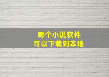 哪个小说软件可以下载到本地