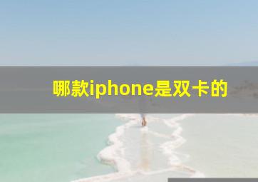 哪款iphone是双卡的