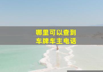 哪里可以查到车牌车主电话