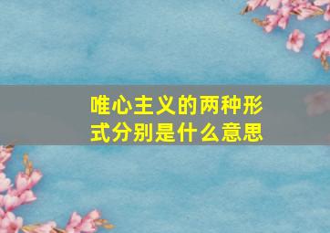 唯心主义的两种形式分别是什么意思