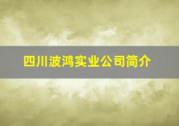 四川波鸿实业公司简介