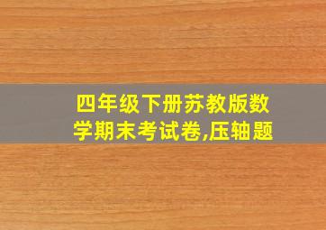 四年级下册苏教版数学期末考试卷,压轴题