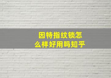 因特指纹锁怎么样好用吗知乎