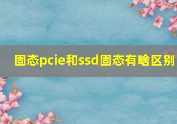 固态pcie和ssd固态有啥区别